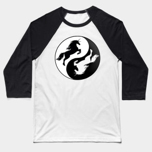 Yin Yang Unicorn Baseball T-Shirt